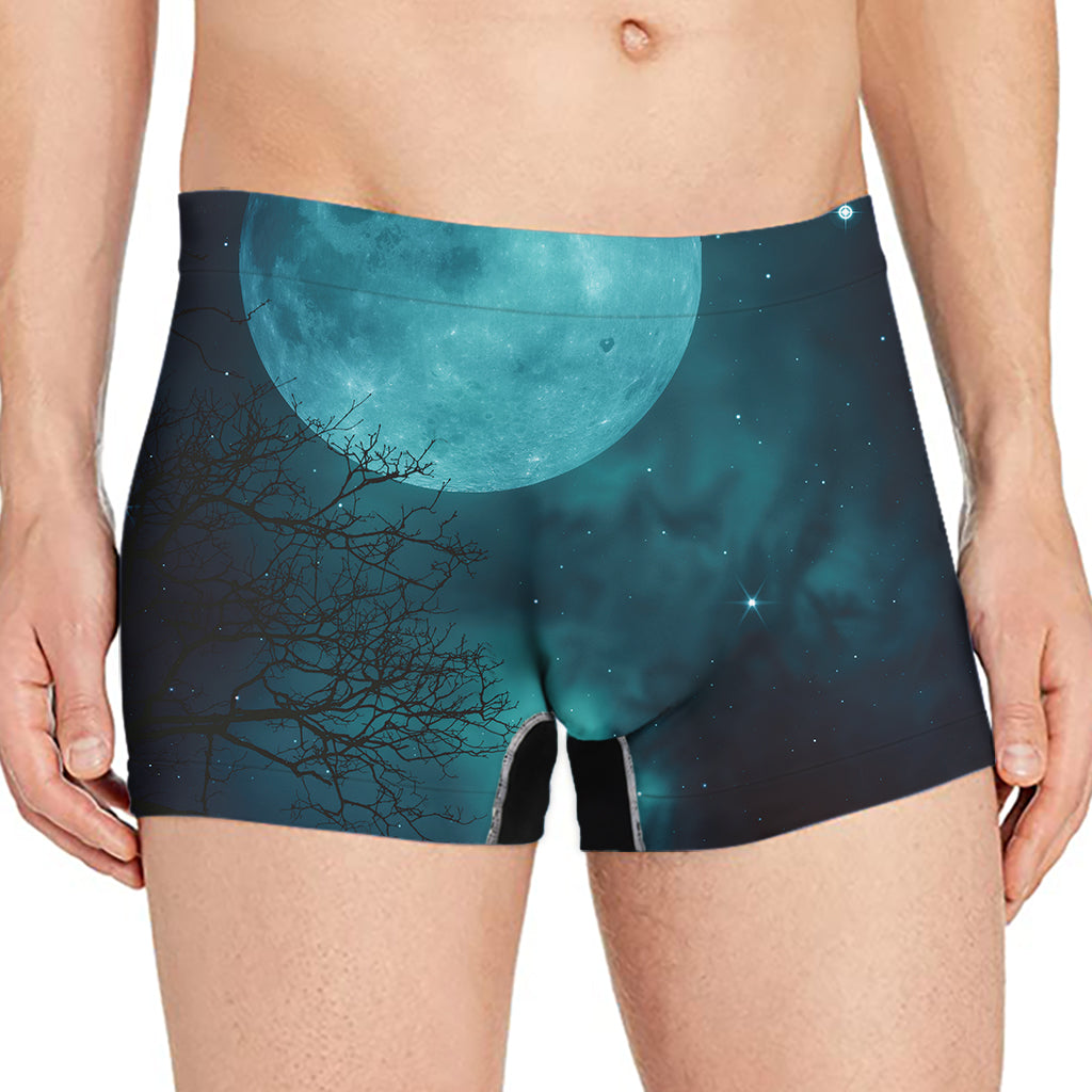 Night Sky And Full Moon Print Men's Boxer Briefs