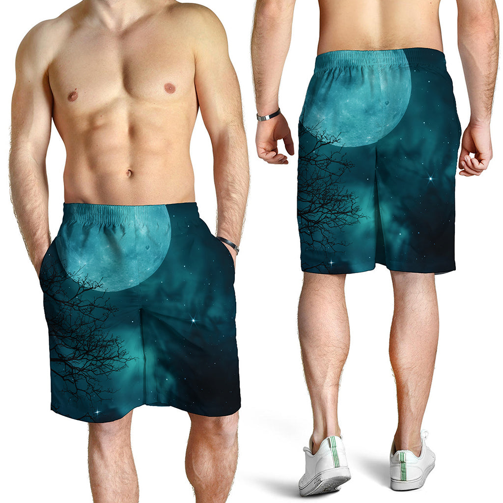 Night Sky And Full Moon Print Men's Shorts