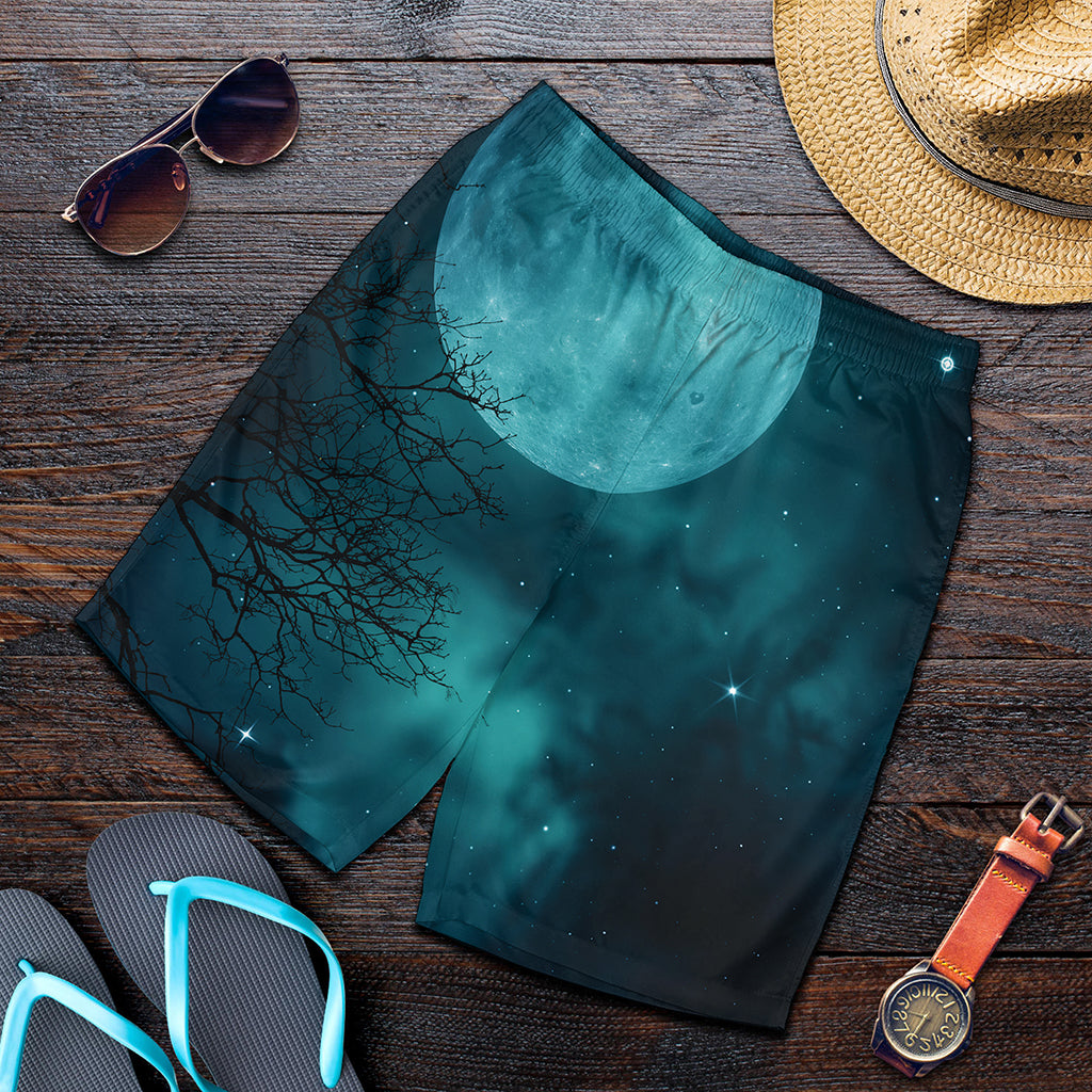 Night Sky And Full Moon Print Men's Shorts