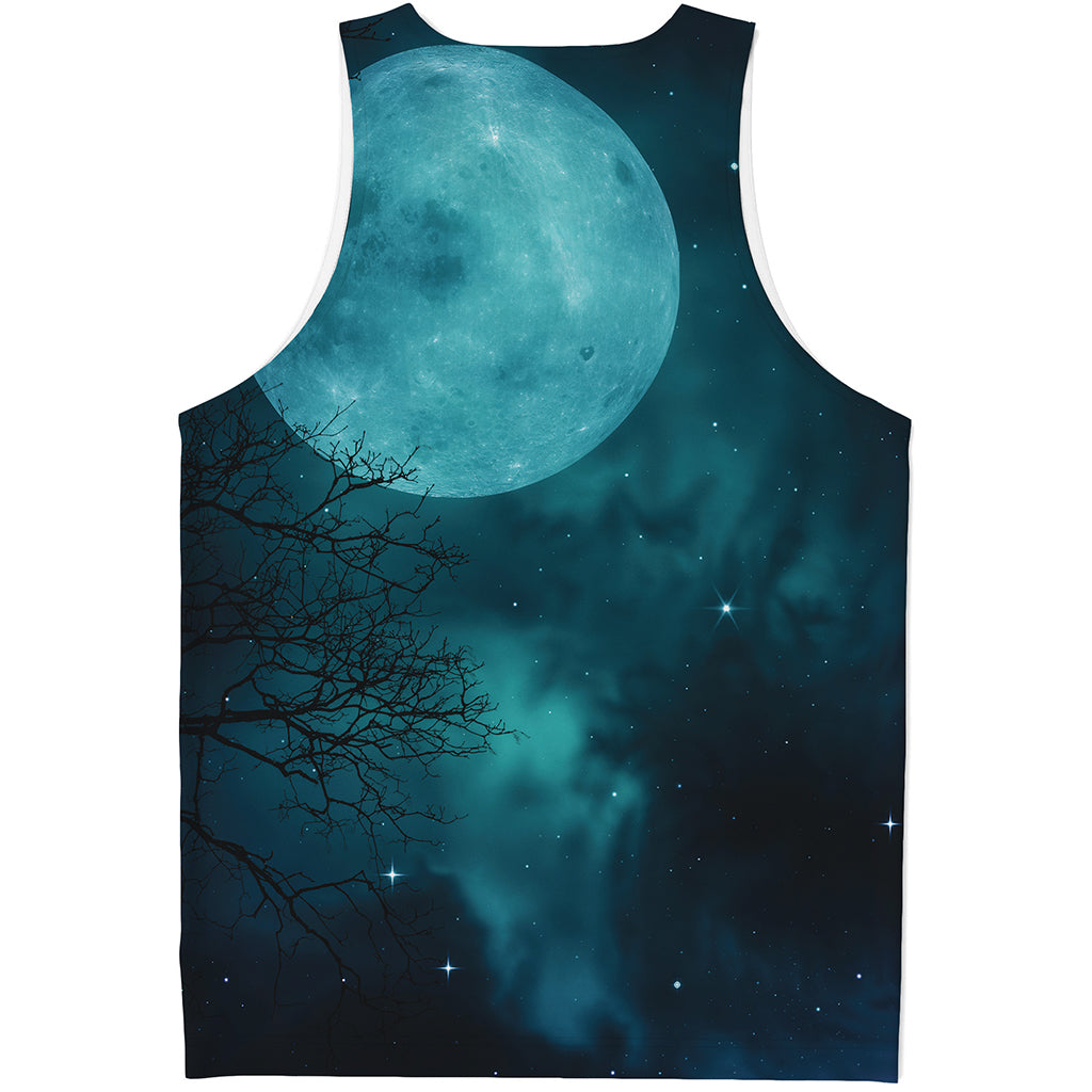 Night Sky And Full Moon Print Men's Tank Top