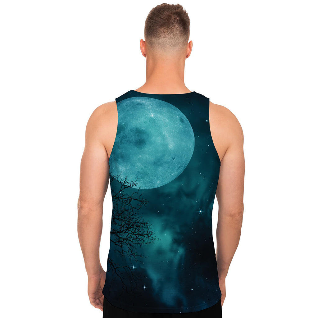 Night Sky And Full Moon Print Men's Tank Top