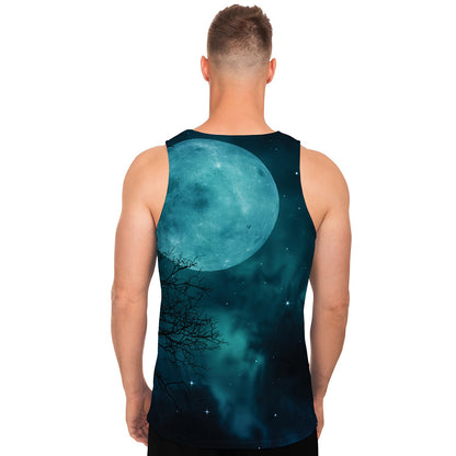 Night Sky And Full Moon Print Men's Tank Top