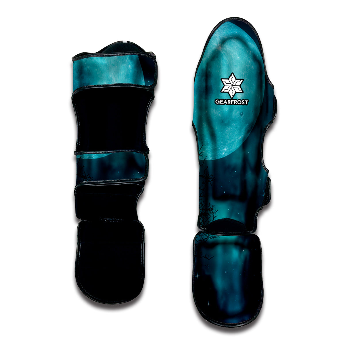 Night Sky And Full Moon Print Muay Thai Shin Guard