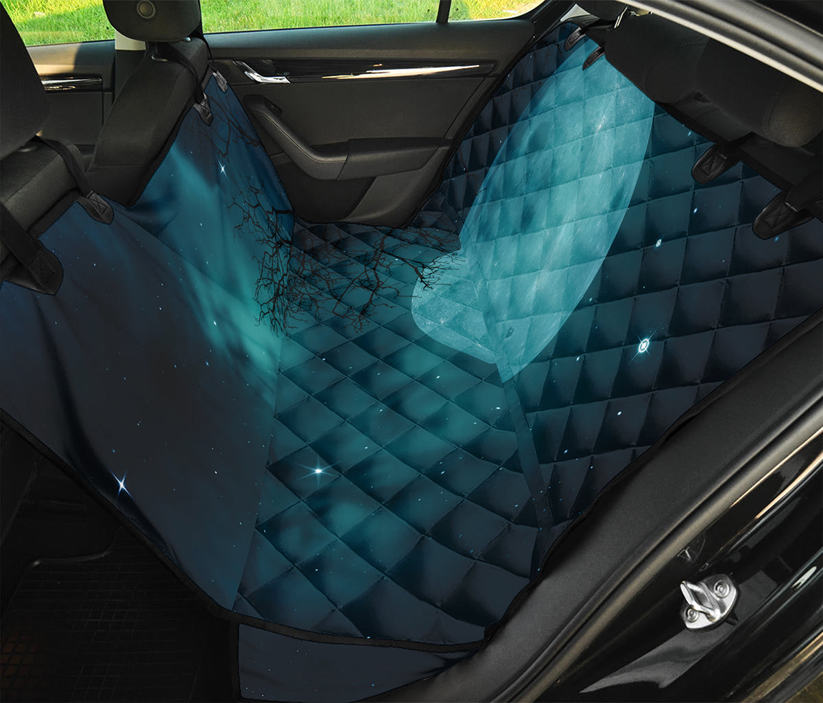 Night Sky And Full Moon Print Pet Car Back Seat Cover