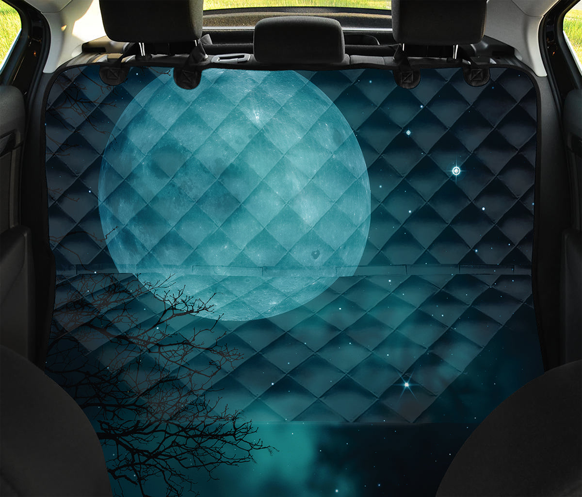 Night Sky And Full Moon Print Pet Car Back Seat Cover