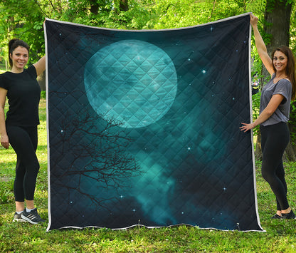 Night Sky And Full Moon Print Quilt