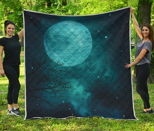 Night Sky And Full Moon Print Quilt