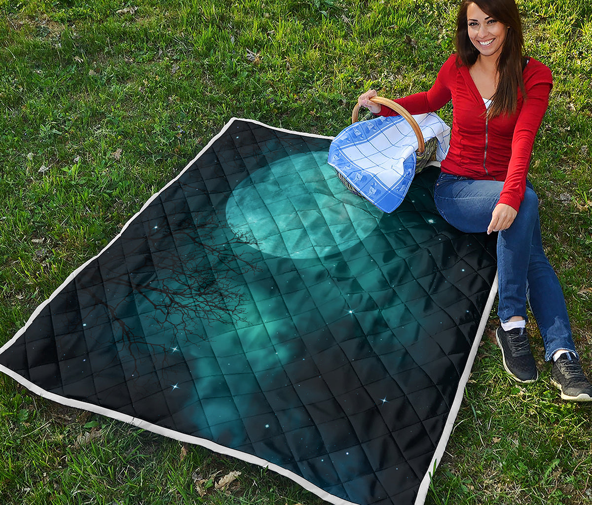 Night Sky And Full Moon Print Quilt