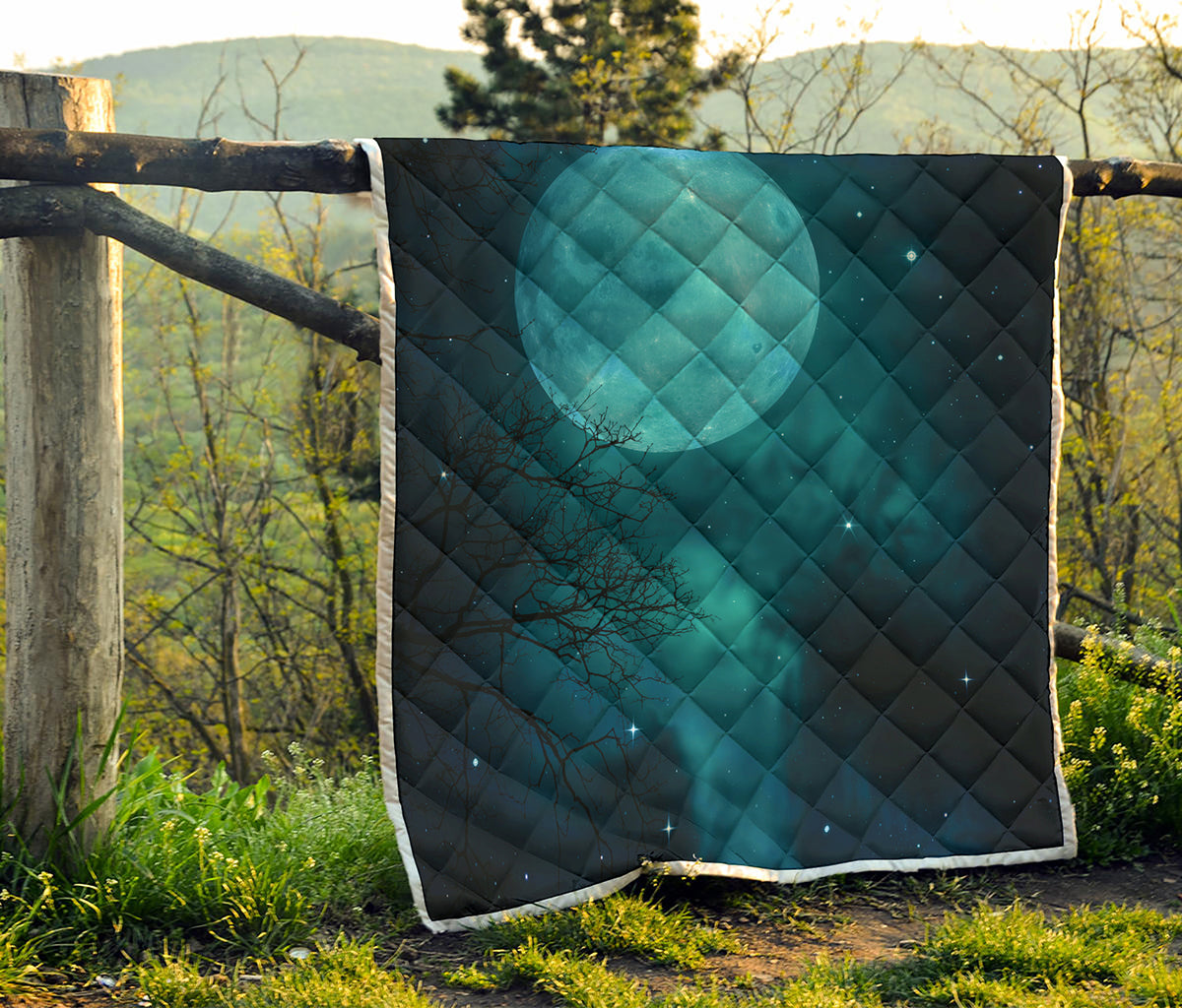 Night Sky And Full Moon Print Quilt