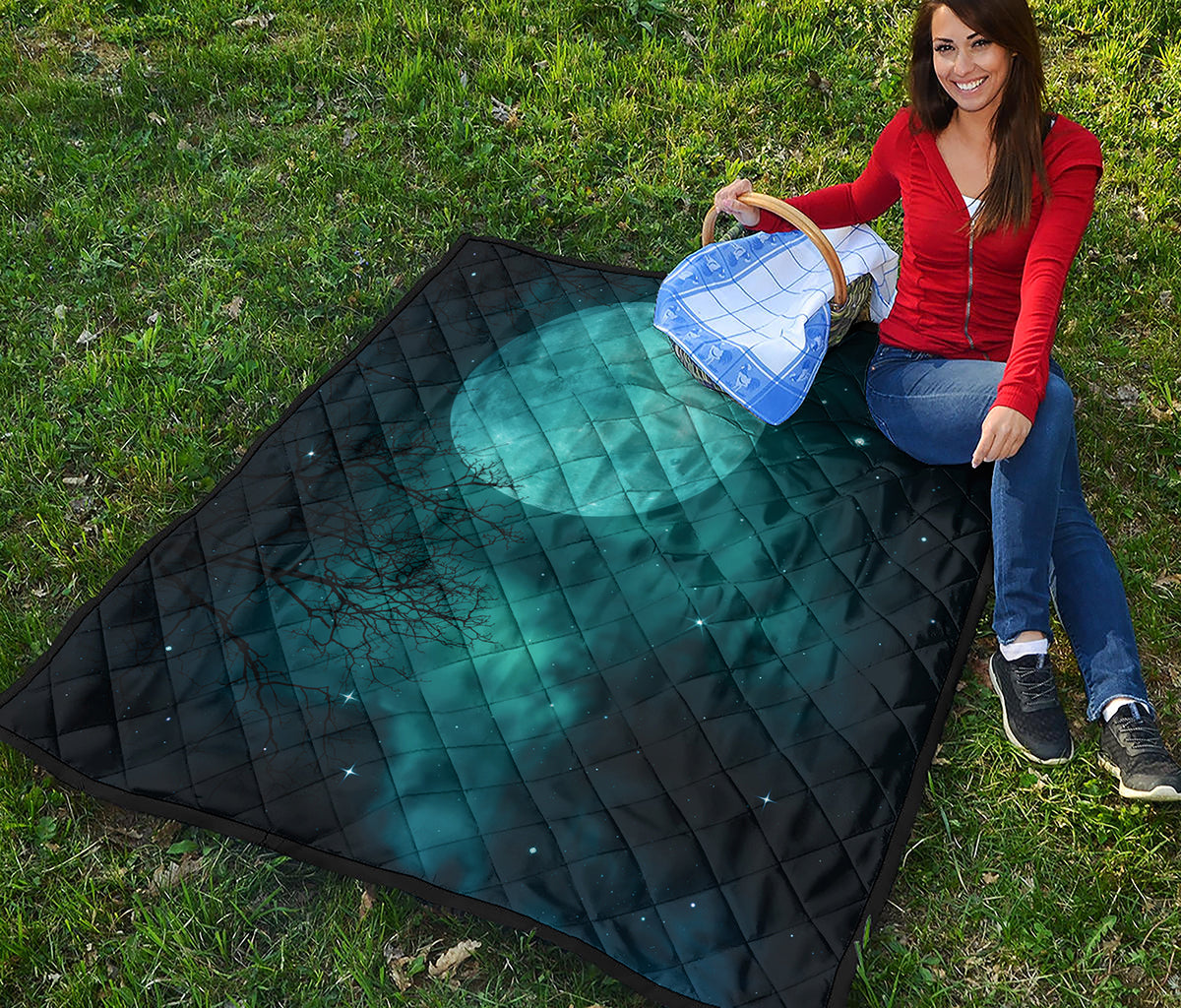Night Sky And Full Moon Print Quilt