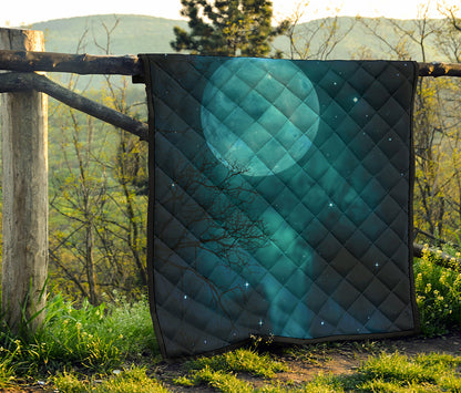 Night Sky And Full Moon Print Quilt