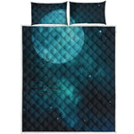 Night Sky And Full Moon Print Quilt Bed Set