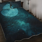 Night Sky And Full Moon Print Quilt Bed Set