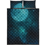 Night Sky And Full Moon Print Quilt Bed Set