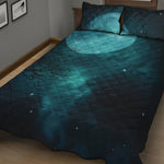 Night Sky And Full Moon Print Quilt Bed Set