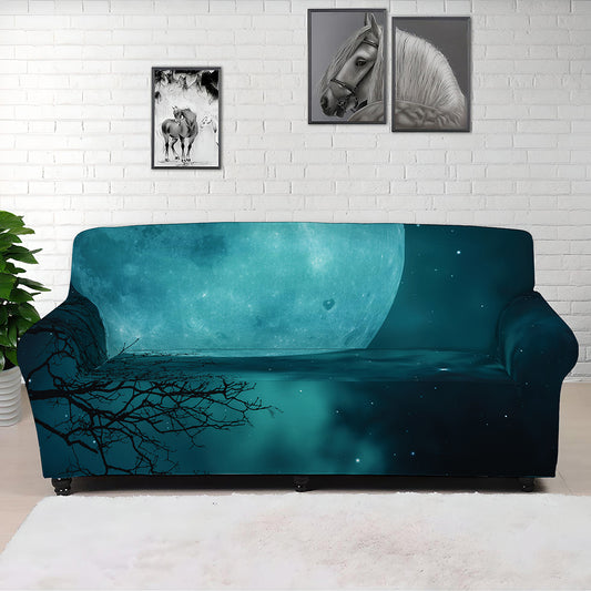 Night Sky And Full Moon Print Sofa Cover