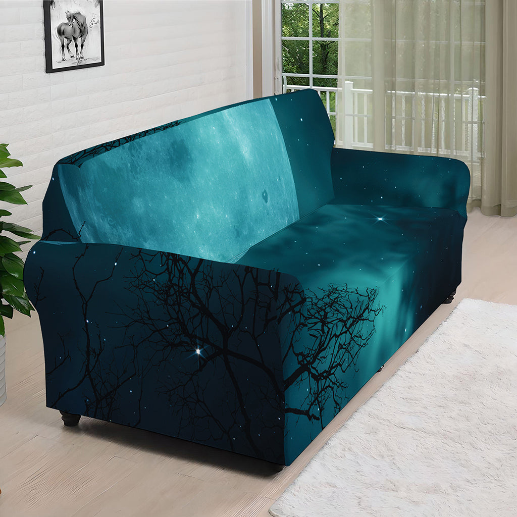 Night Sky And Full Moon Print Sofa Cover
