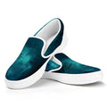 Night Sky And Full Moon Print White Slip On Sneakers
