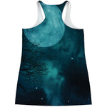 Night Sky And Full Moon Print Women's Racerback Tank Top