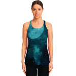 Night Sky And Full Moon Print Women's Racerback Tank Top
