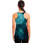 Night Sky And Full Moon Print Women's Racerback Tank Top