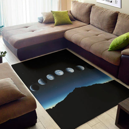 Night Sky And Moon Phase Print Area Rug