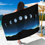 Night Sky And Moon Phase Print Beach Sarong Wrap