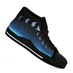 Night Sky And Moon Phase Print Black High Top Shoes