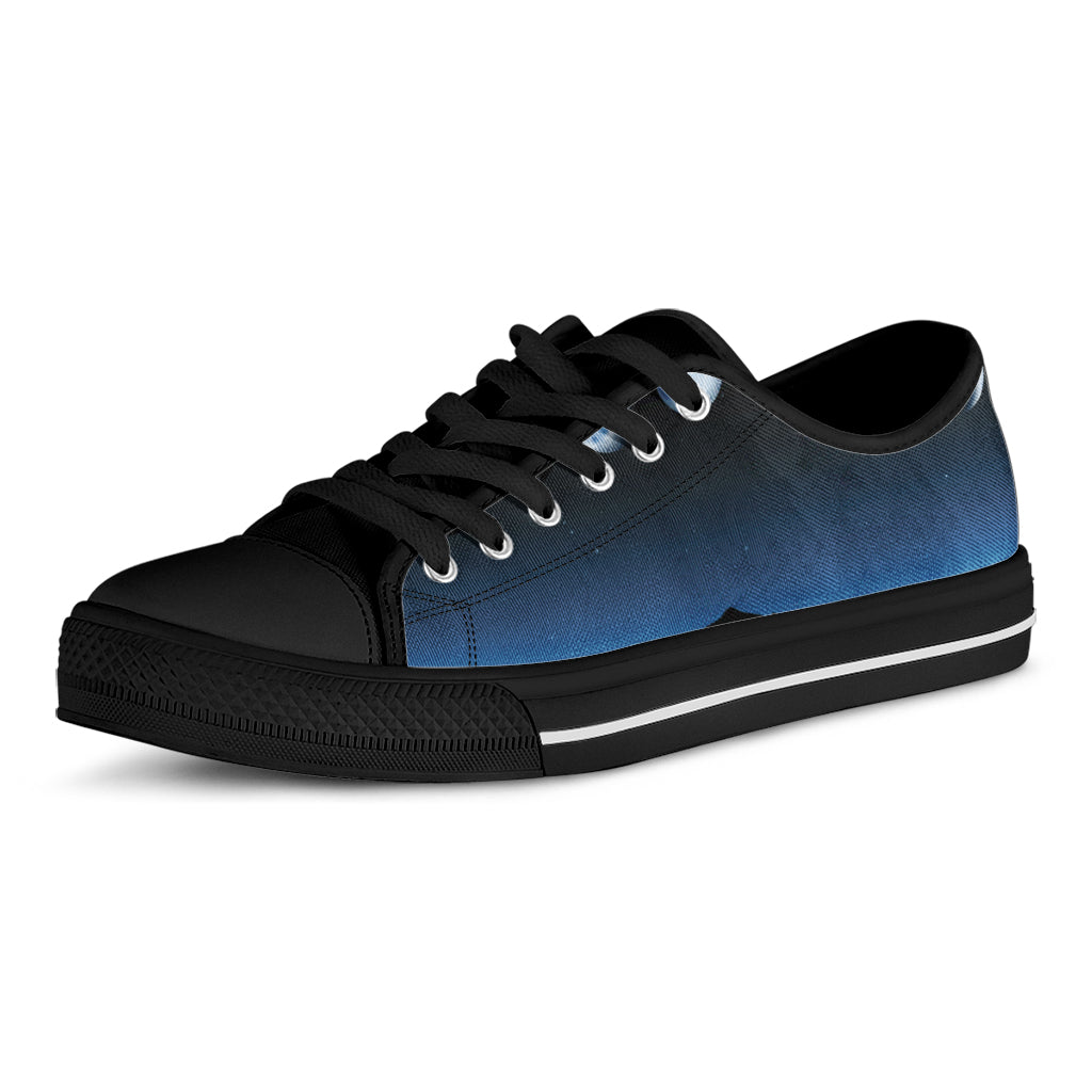Night Sky And Moon Phase Print Black Low Top Shoes 