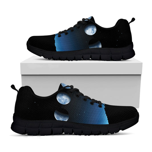 Night Sky And Moon Phase Print Black Sneakers