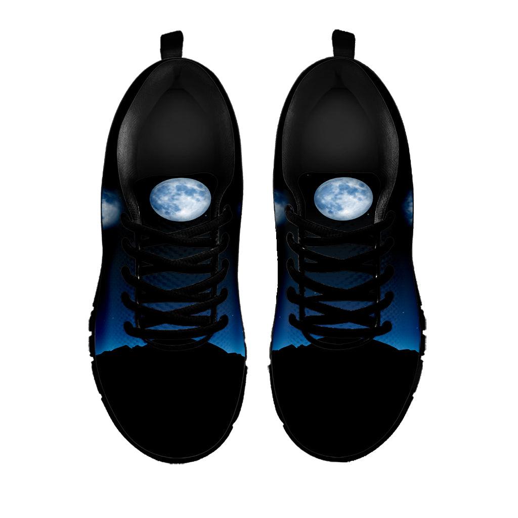 Night Sky And Moon Phase Print Black Sneakers