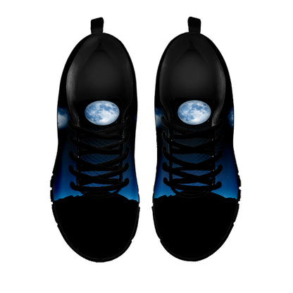 Night Sky And Moon Phase Print Black Sneakers