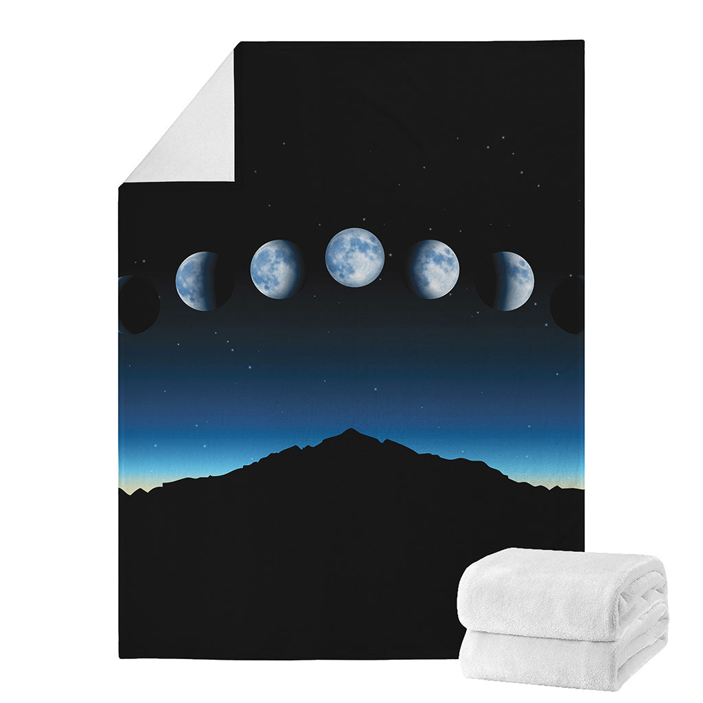 Night Sky And Moon Phase Print Blanket