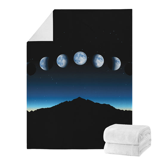 Night Sky And Moon Phase Print Blanket