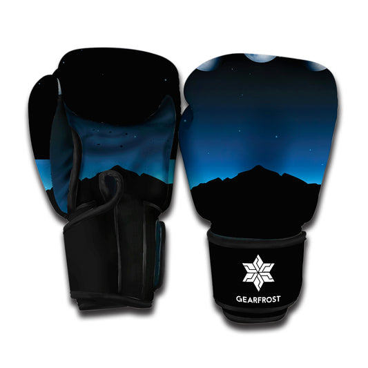 Night Sky And Moon Phase Print Boxing Gloves