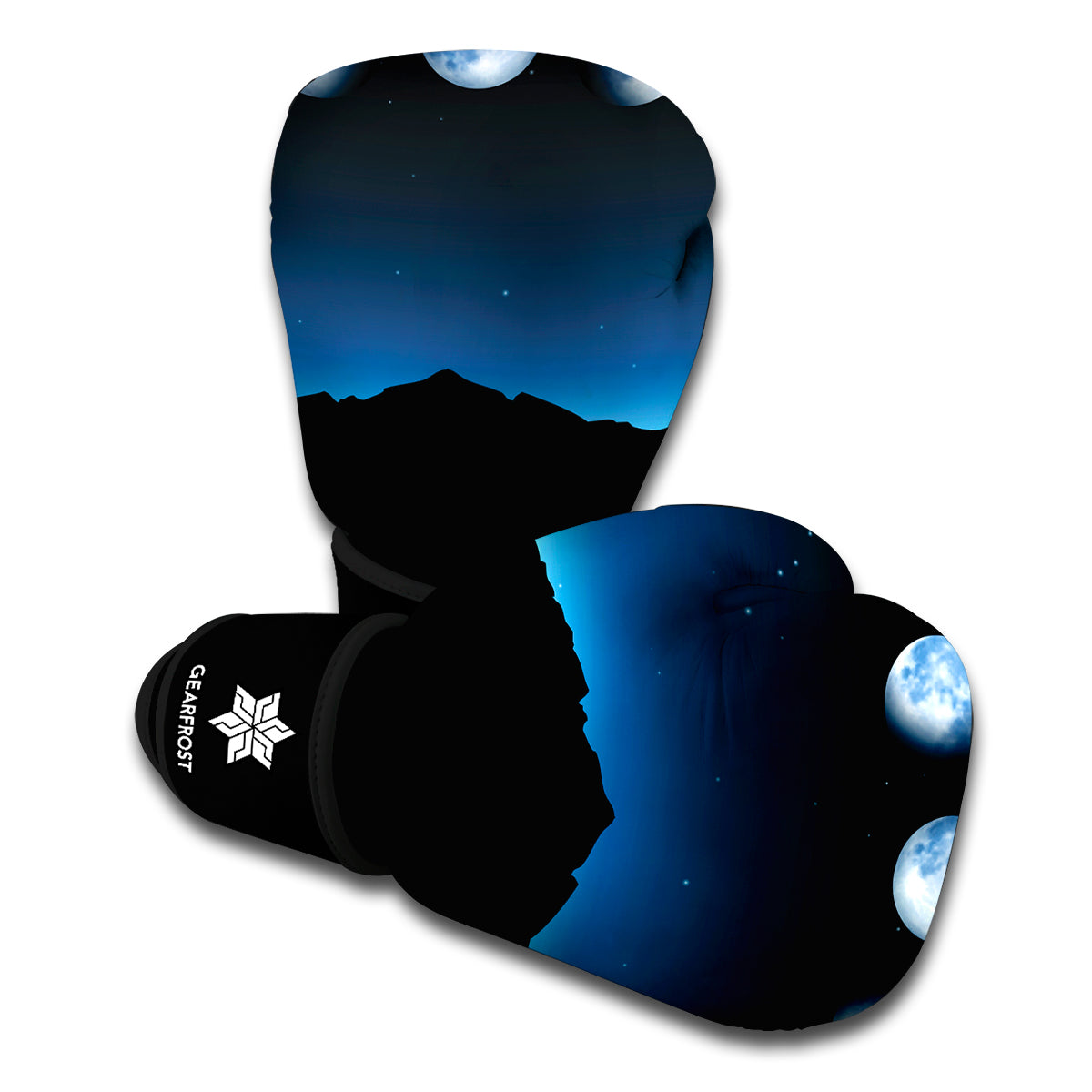Night Sky And Moon Phase Print Boxing Gloves