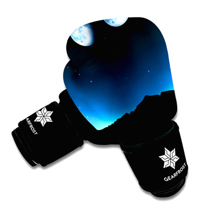 Night Sky And Moon Phase Print Boxing Gloves