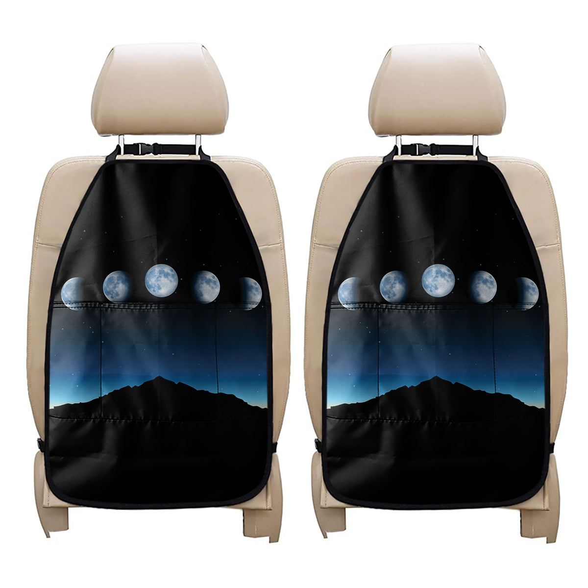 Night Sky And Moon Phase Print Car Seat Organizers