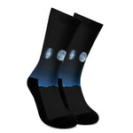 Night Sky And Moon Phase Print Crew Socks