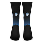 Night Sky And Moon Phase Print Crew Socks