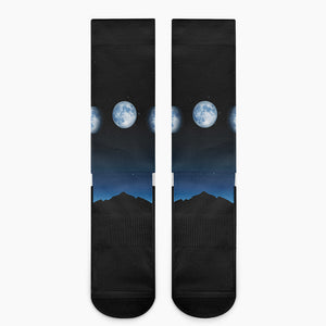 Night Sky And Moon Phase Print Crew Socks