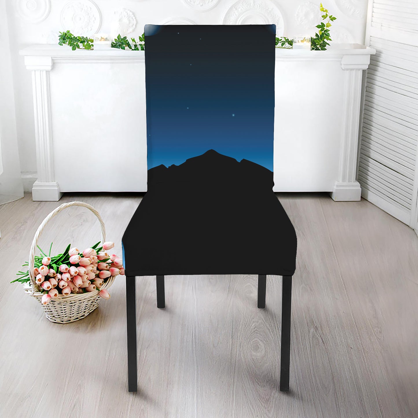 Night Sky And Moon Phase Print Dining Chair Slipcover