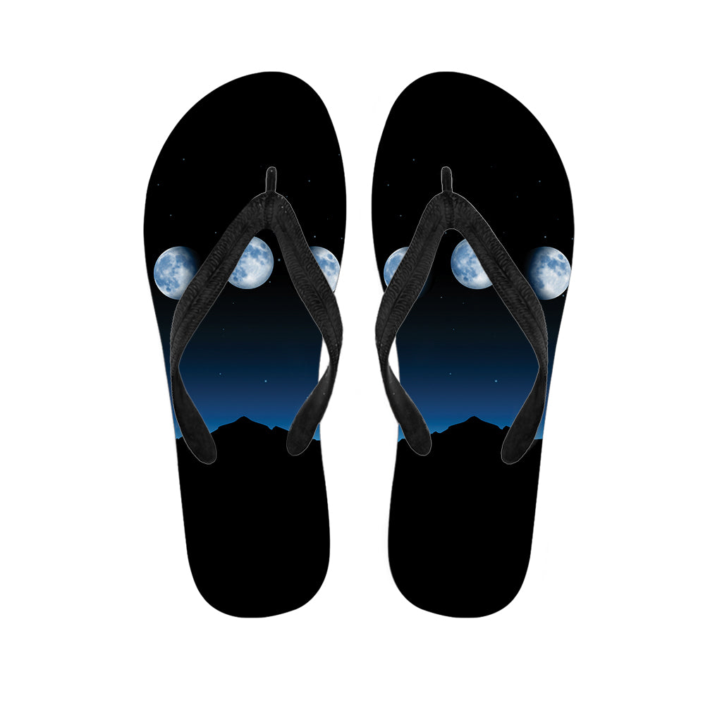 Night Sky And Moon Phase Print Flip Flops
