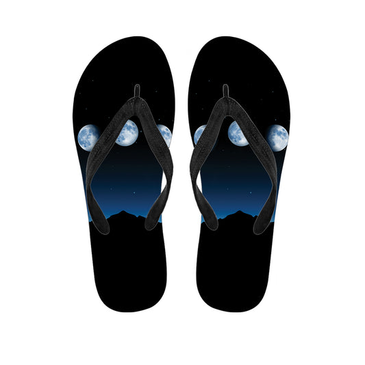 Night Sky And Moon Phase Print Flip Flops