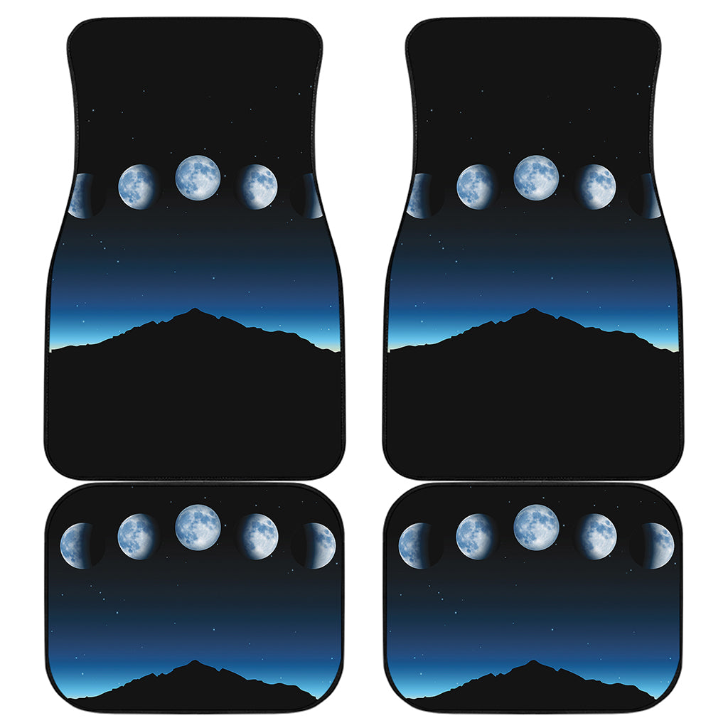 Night Sky And Moon Phase Print Front and Back Car Floor Mats