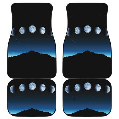 Night Sky And Moon Phase Print Front and Back Car Floor Mats