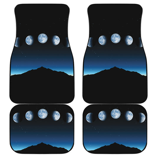 Night Sky And Moon Phase Print Front and Back Car Floor Mats