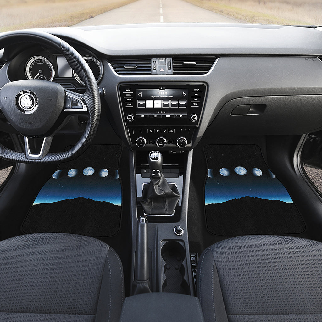 Night Sky And Moon Phase Print Front and Back Car Floor Mats
