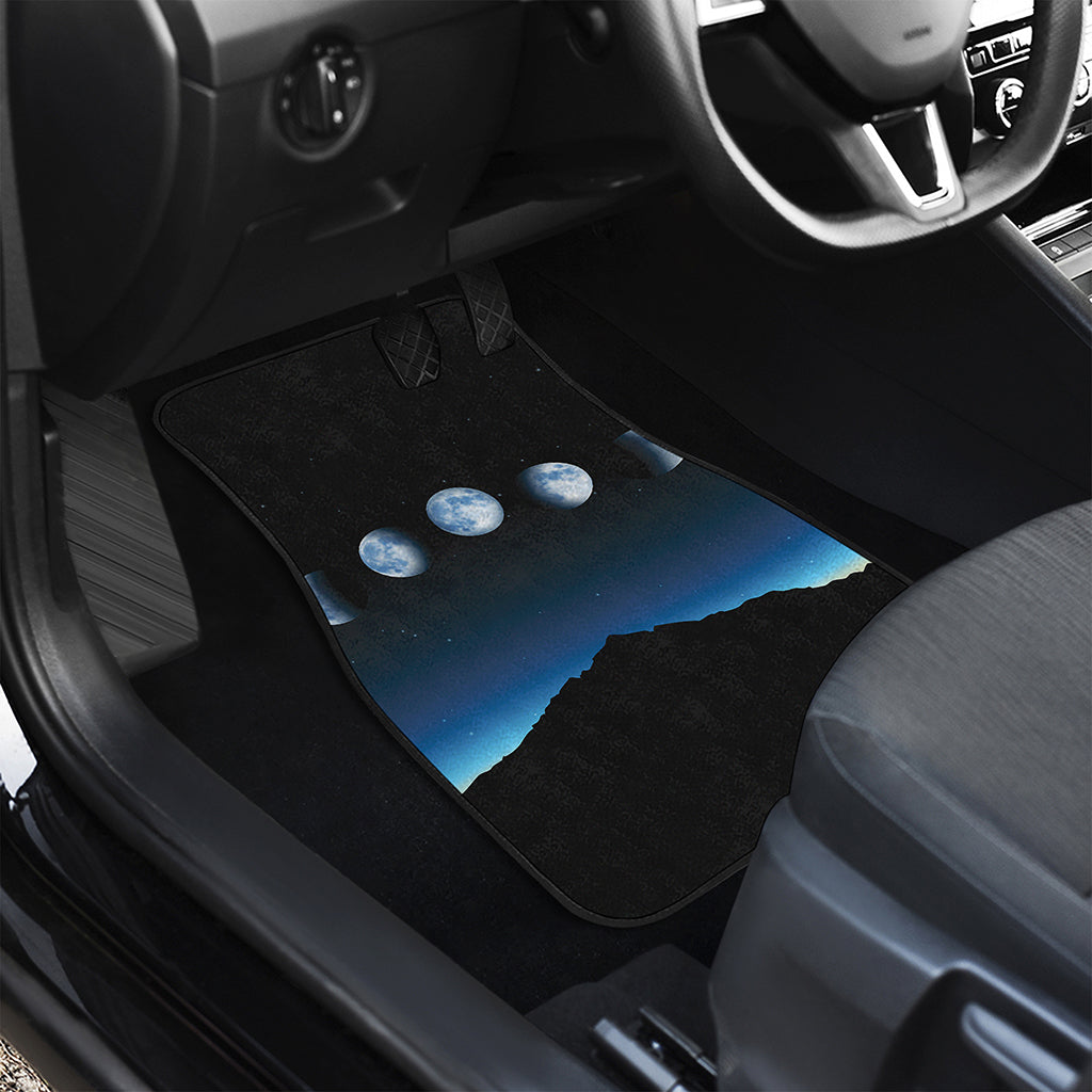 Night Sky And Moon Phase Print Front and Back Car Floor Mats