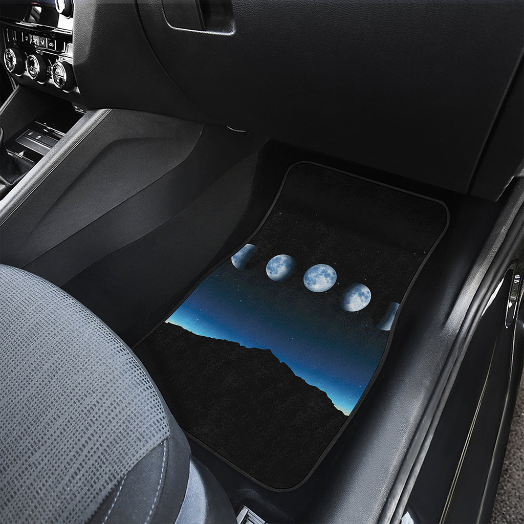Night Sky And Moon Phase Print Front and Back Car Floor Mats